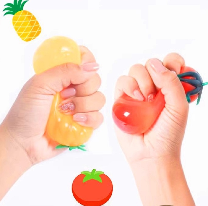 Kids Toys Play Egg - TPR Decompression Fruit Egg Tomato Orange