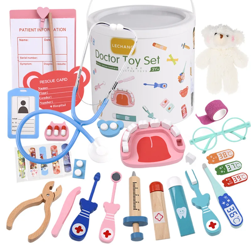 Kids Toys Doctor Set - Wooden Pretend Play Doctor Set Educational