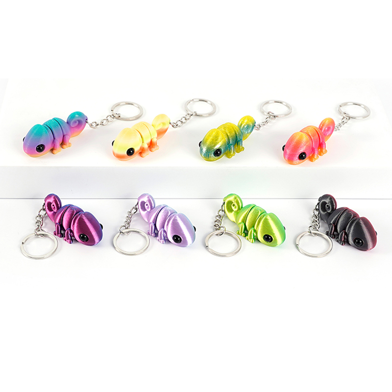 Kids Quirky Toys - Quirky 3D Print Chameleon Keychain; Movable