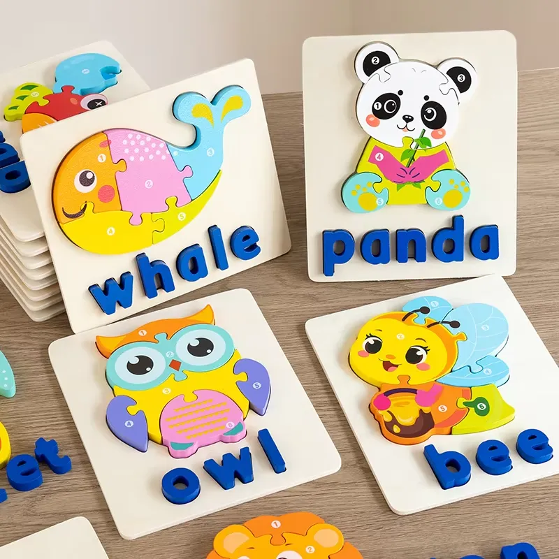Kids Toys Blocks - 3D Animal Traffic Puzzle Spelling Alphabet