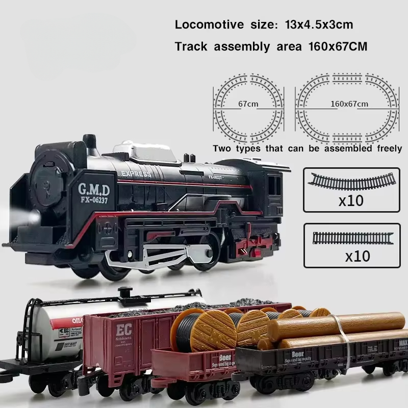 Toy Train Track Set - Classical Railway Freight Train Toy Electric