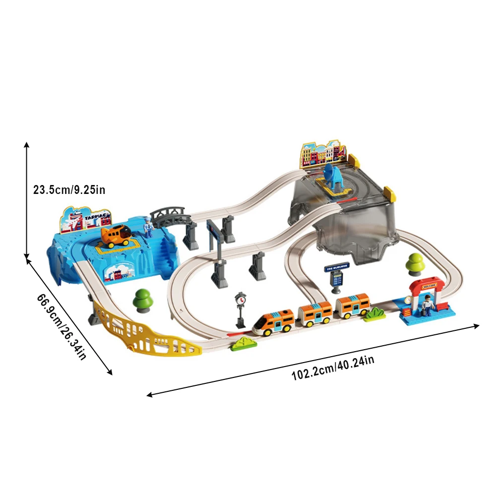Toy Train Track Set - Airport Themed Train Track Toy Set