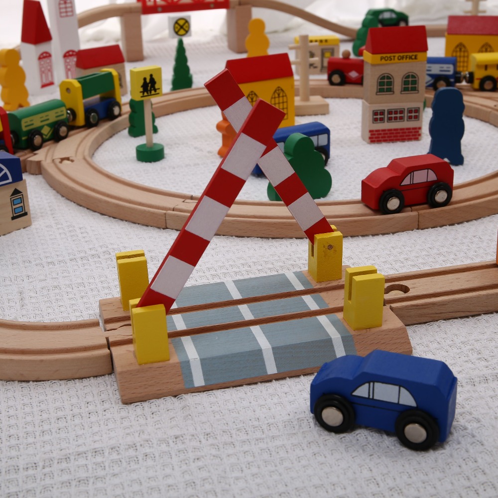 Wooden Train Set with Track Sl - Toy Train Track Set review and price