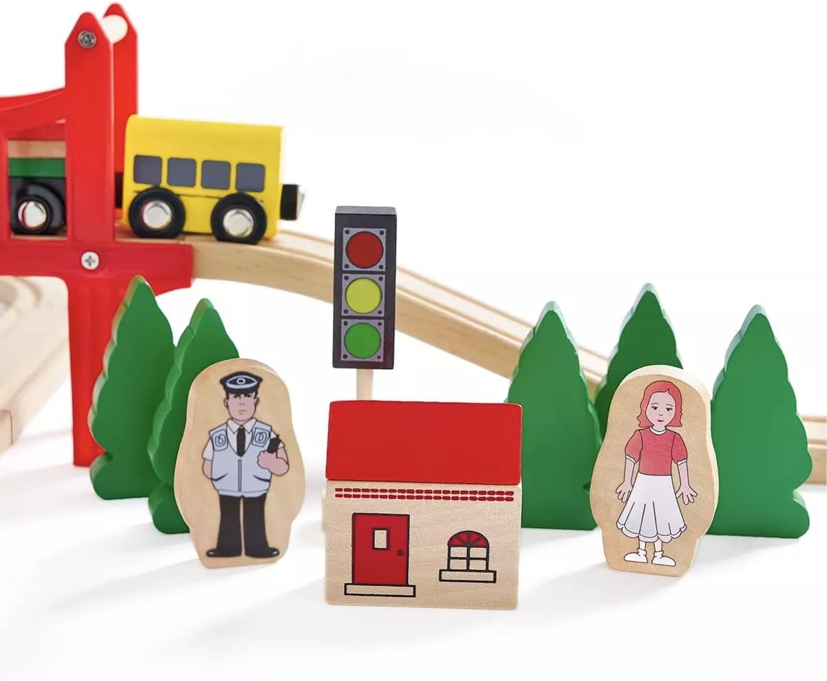 Wooden Train Set - 39 Pieces W - Toy Train Track Set review and price