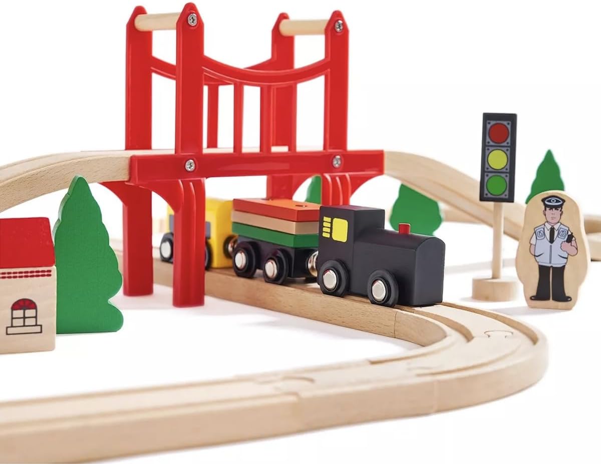 Wooden Train Set - 39 Pieces W - Toy Train Track Set review and price