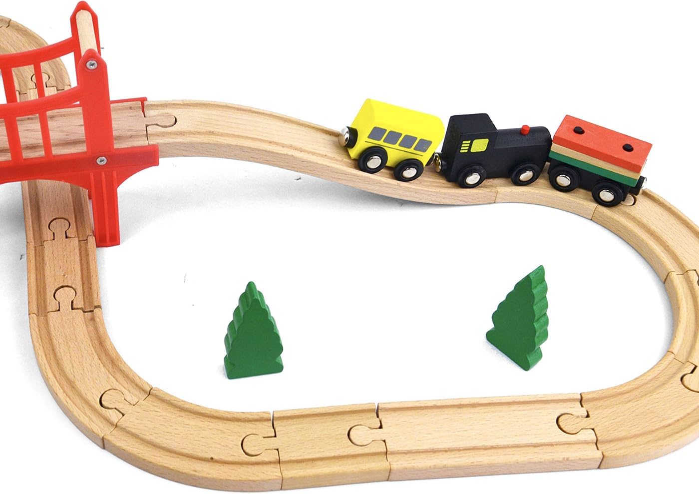 Wooden Train Set - 39 Pieces W - Toy Train Track Set review and price